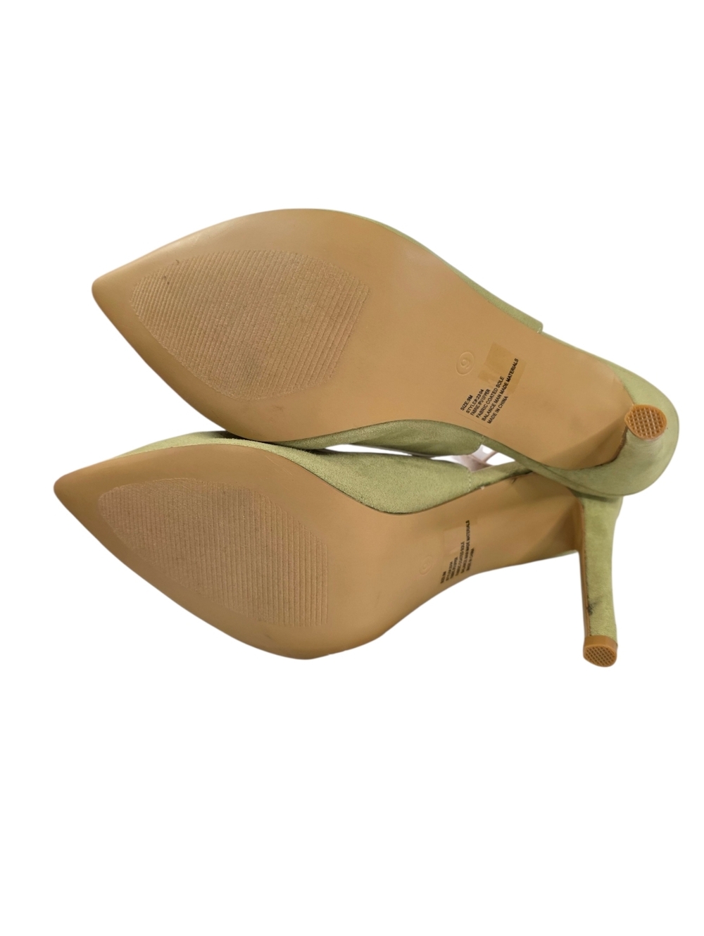 Eva Mendes NY T-Strap Pointed Toe Stiletto Heels Green Faux Suede Pumps Size 9M - Picture 14 of 16